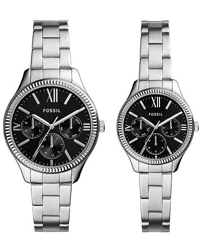 Fossil Rye His and Her Multifunction Stainless Steel Watch Set BQ2644SET